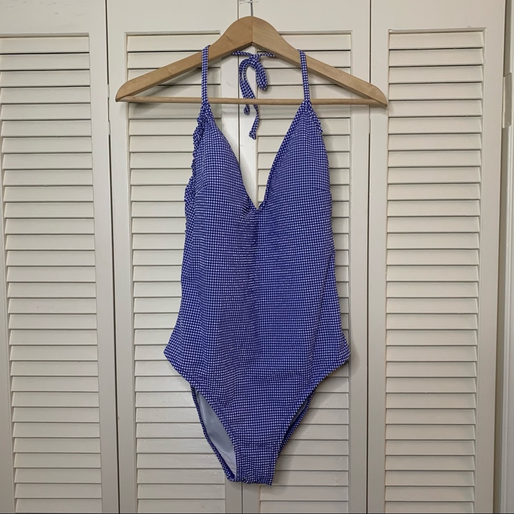 NWT J. Crew halter neck ruffle bathing suit